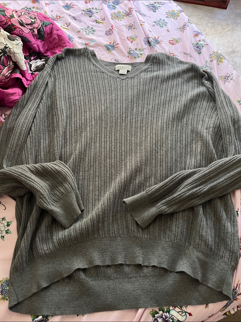 Alfani Gray Ribbed Scoop-Neck Pullover Sweater